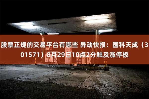 股票正规的交易平台有哪些 异动快报：国科天成（301571）8月29日10点2分触及涨停板