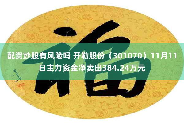 配资炒股有风险吗 开勒股份（301070）11月11日主力资金净卖出384.24万元